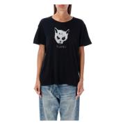 Black Cat Graphic T-Shirt R13 , Black , Dames