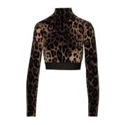 Dierenprint Crop T-Shirt Dolce & Gabbana , Brown , Dames