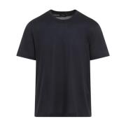 Blauwe Zijden T-Shirt Brioni , Blue , Heren