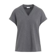 Luxe Grijze Sweater Verhoog Stijl Brunello Cucinelli , Gray , Dames