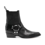 Zwarte Leren Western Laarzen Paris Texas , Black , Dames