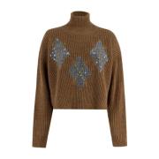 Paillet Turtleneck Sweater Ermanno Scervino , Brown , Dames