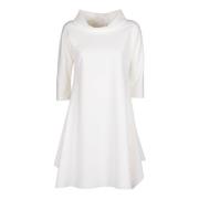 Elegant Flared Dress with Donut Collar Vicario Cinque , White , Dames