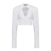 Korte katoenen overhemd Balmain , White , Dames