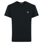 Blauw Katoenen T-shirt Logo Hart Stone Island , Blue , Heren