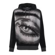 Fluwelen hoodie met kristallen in een oogmotief Balmain , Black , Here...