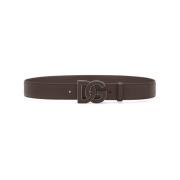 Bruin Leren Riem Zilveren Gesp Dolce & Gabbana , Brown , Heren