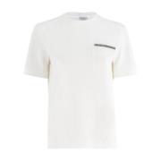 Katoenen Jersey Crew Neck T-shirt Brunello Cucinelli , White , Dames