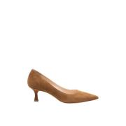 Puntige Suède Pump in Cognac Parallele , Brown , Dames