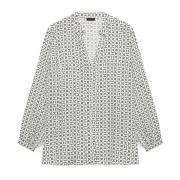 Geometrische Print Viscose Blouse Fiorella Rubino , White , Dames