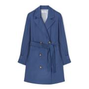 Korte dubbelrijige trenchcoat Motivi , Blue , Dames