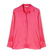 Stretch Satijnen Blouse Motivi , Pink , Dames