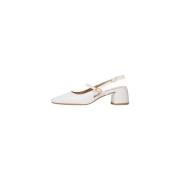 Witte Retro Stijl Sandalen Poche Paris , Beige , Dames