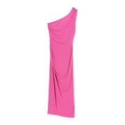 Een-schouder Jurk met Ruches Motivi , Pink , Dames