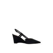 Zwarte Slingback Suède Hakken Parallele , Black , Dames