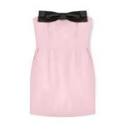 Korte Crepe Bustier Jurk met Maxi Strik Motivi , Pink , Dames