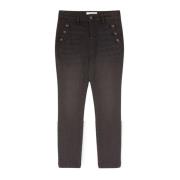 Zwarte Skinny Jeans met knoopdetail Motivi , Black , Dames