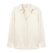 Stretch Satijnen Blouse met Cutaway Kraag Motivi , White , Dames