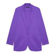 Milano-Rib Blazer met Één Knoop Fiorella Rubino , Purple , Dames