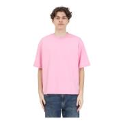 Roze T-shirt met Gestikt Logo Garment Workshop , Pink , Heren