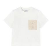 Gehaakte Zak Boxy T-Shirt Motivi , White , Dames