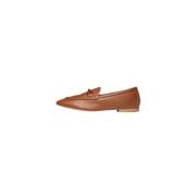 Bruine leren mocassins met gespdetail Poche Paris , Brown , Dames