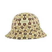 Horsebit-Print Bucket Hat Gucci , Multicolor , Dames