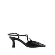 Zwarte Leren Puntige Sandalen Carel , Black , Dames