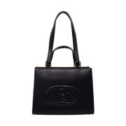 Elegante Zwarte Leren Handtas Liu Jo , Black , Dames