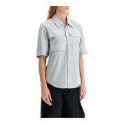 Utility-stijl korte mouw reporter overhemd Lemaire , Gray , Dames