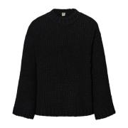 Bio Wol Crewneck Sweater Massimo Alba , Black , Dames