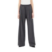 Grijze Wijde Pijp Elastische Taille Odeeh , Gray , Dames