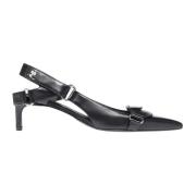 Racer Leren Pump Courrèges , Black , Dames