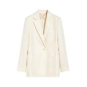 Linnen blazer met klassieke silhouet Max Mara , Beige , Dames