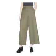 Wijde Culotte Broek met Zakken Odeeh , Green , Dames