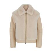 Beige Shearling Jas Eleventy , Beige , Dames