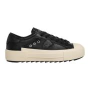 Lage Haute Sneakers, Effen Patroon, Veters Philippe Model , Black , Da...