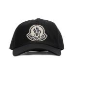 Zwarte Baseballpet met Voorlogo Moncler , Black , Heren