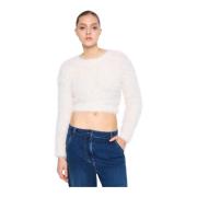 Ronde hals lange mouw crop top Silvian Heach , White , Dames