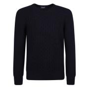 Blauwe Cable Knit Ronde Hals Sweatshirt Drumohr , Blue , Heren