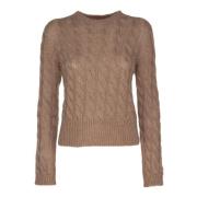 Mohair Ronde Hals Trui Vicario Cinque , Brown , Dames