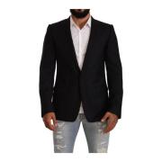 Luxe Zwarte Wol Blazer Dolce & Gabbana , Black , Heren