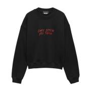 Zwarte Sweater met Geborduurde Slogan Msgm , Black , Heren