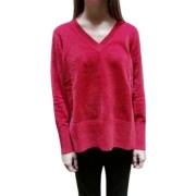 Rode V-hals Chenille Sweater voor Vrouwen RRD , Red , Dames