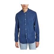 Klassieke Lyocell Shirt in Sargasso Sea Nn07 , Blue , Heren