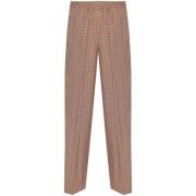 Beige Check Wide Leg Trousers PS By Paul Smith , Beige , Dames