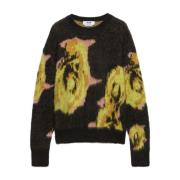 Bloemen Intarsia Gebreide Trui Msgm , Multicolor , Heren