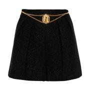 Zwarte Tweed Shorts met Franse Zakken Elisabetta Franchi , Black , Dam...