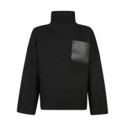 Zwarte coltrui gebreid ontwerp JW Anderson , Black , Heren