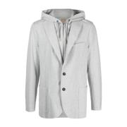 Lichtgrijze Afneembare Capuchon Blazer Eleventy , Gray , Heren